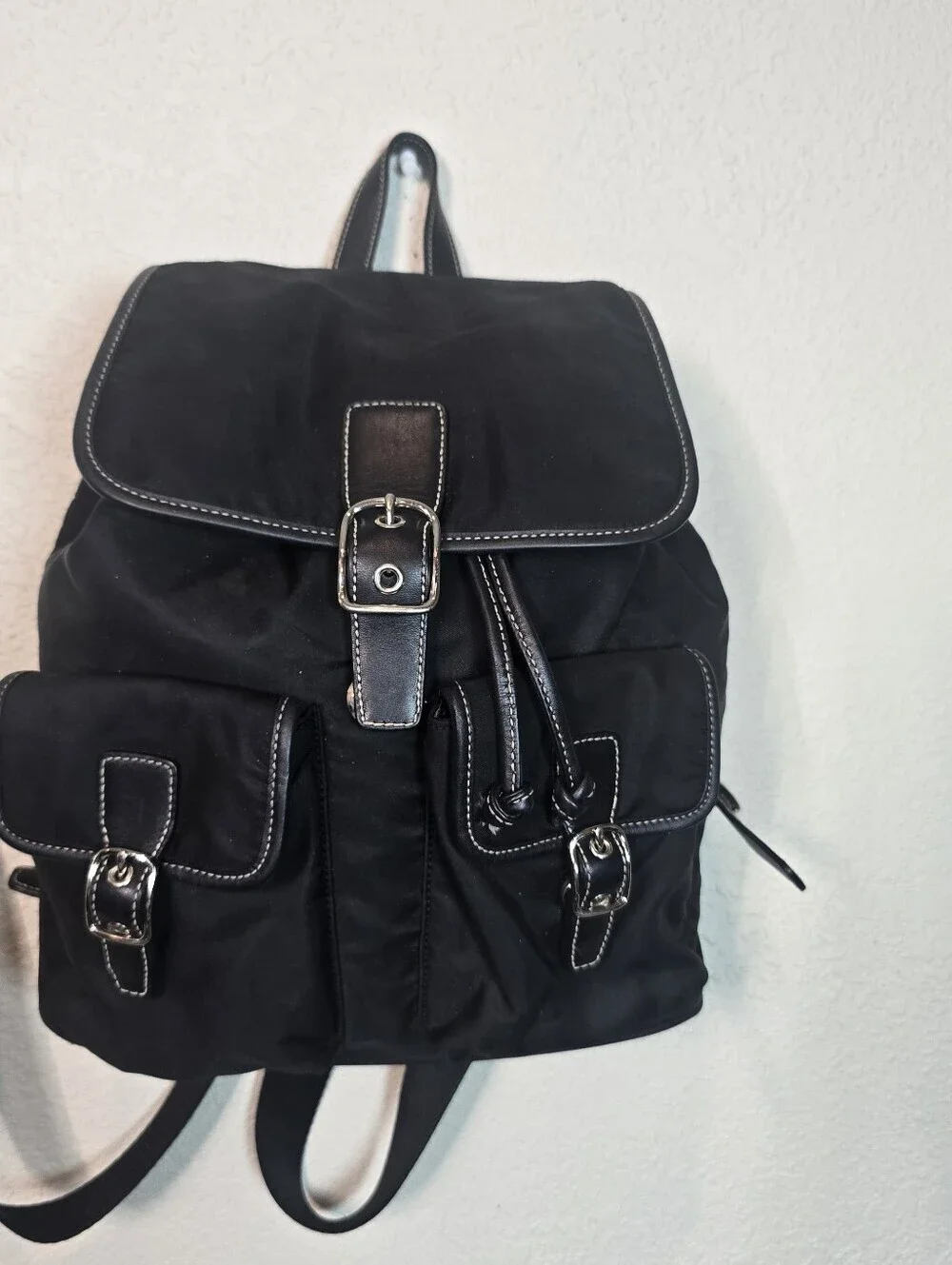 Vintage COACH Black Nylon Leather Trim Backpack Bag 4290
